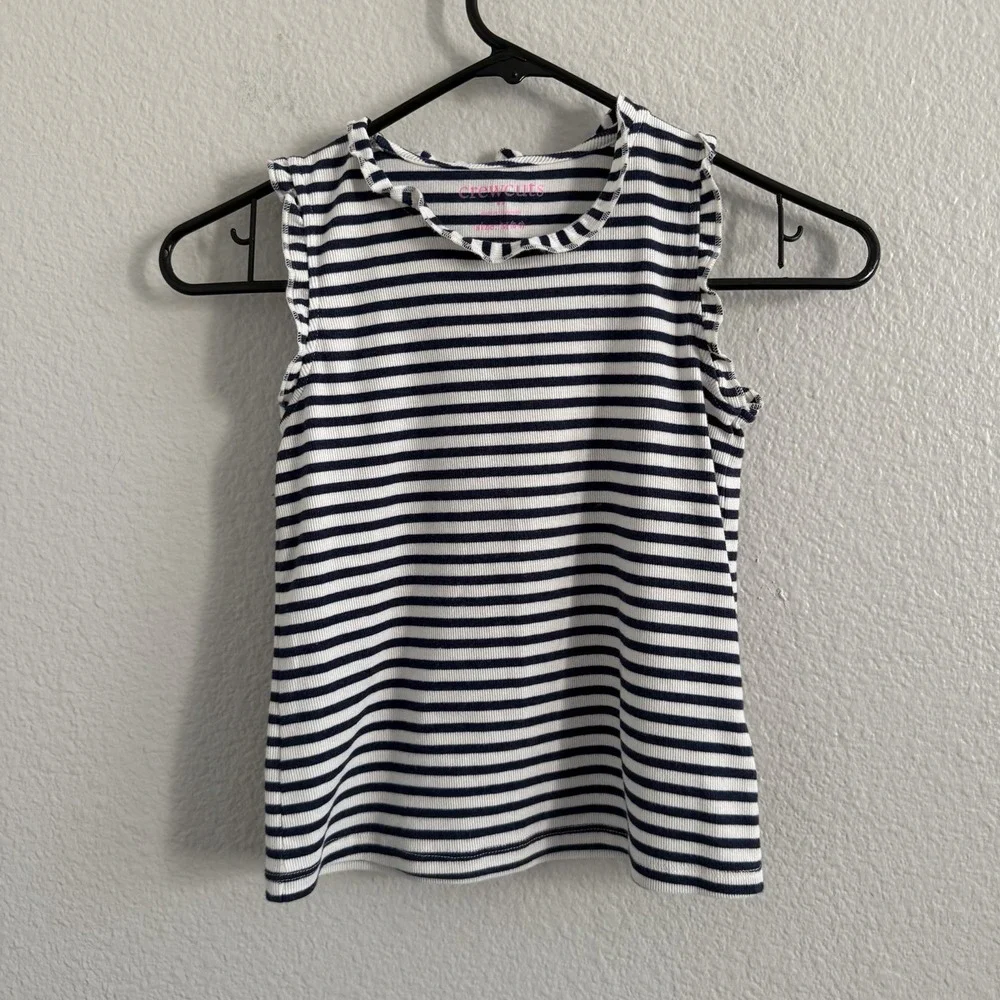 Crewcuts Girls Size 8 Denim Wide-leg Jeans Top Lot Bundle Striped Ruffle Top
